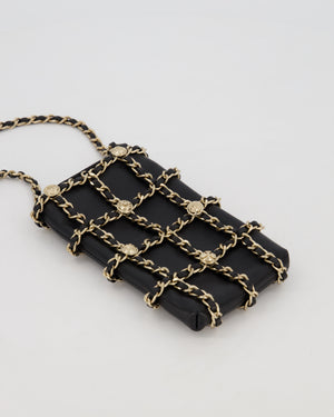 Chanel Tech Me Out Medallion Clutch with Chain in Black Lambskin Leather with Gold Hardware