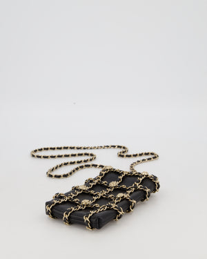 Chanel Tech Me Out Medallion Clutch with Chain in Black Lambskin Leather with Gold Hardware