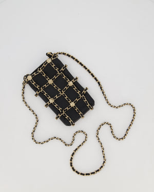 Chanel Tech Me Out Medallion Clutch with Chain in Black Lambskin Leather with Gold Hardware