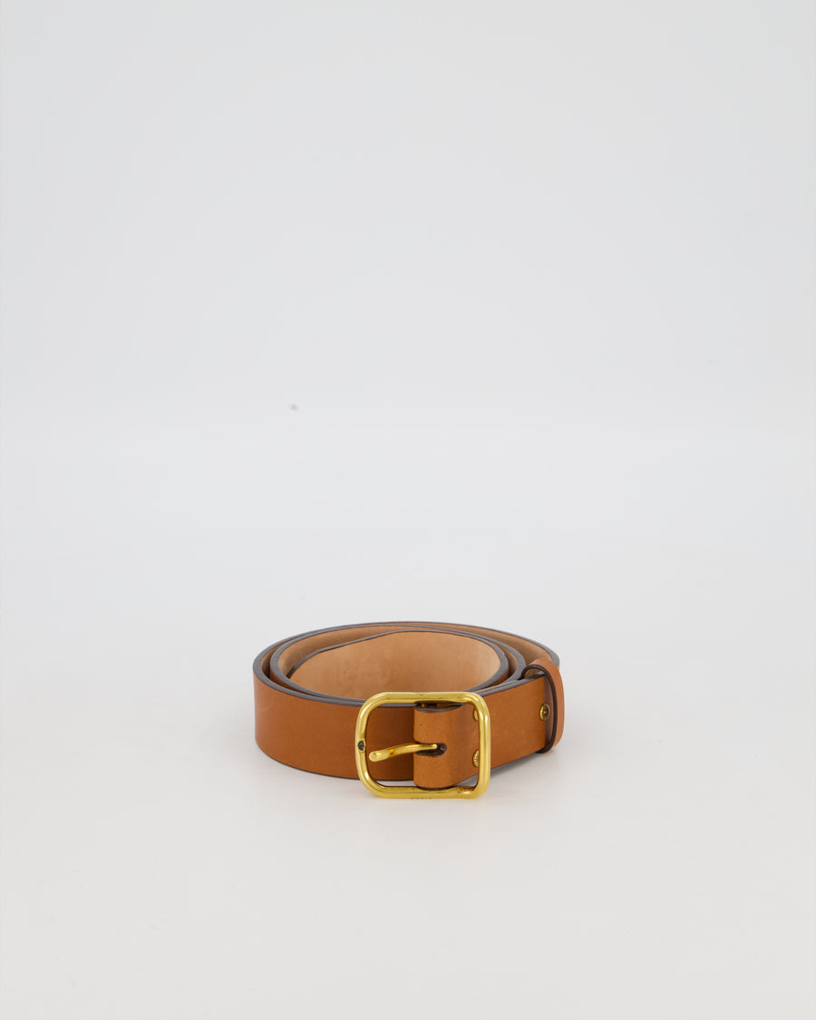 Chloé Brown Logo Leather Belt Size M / 90