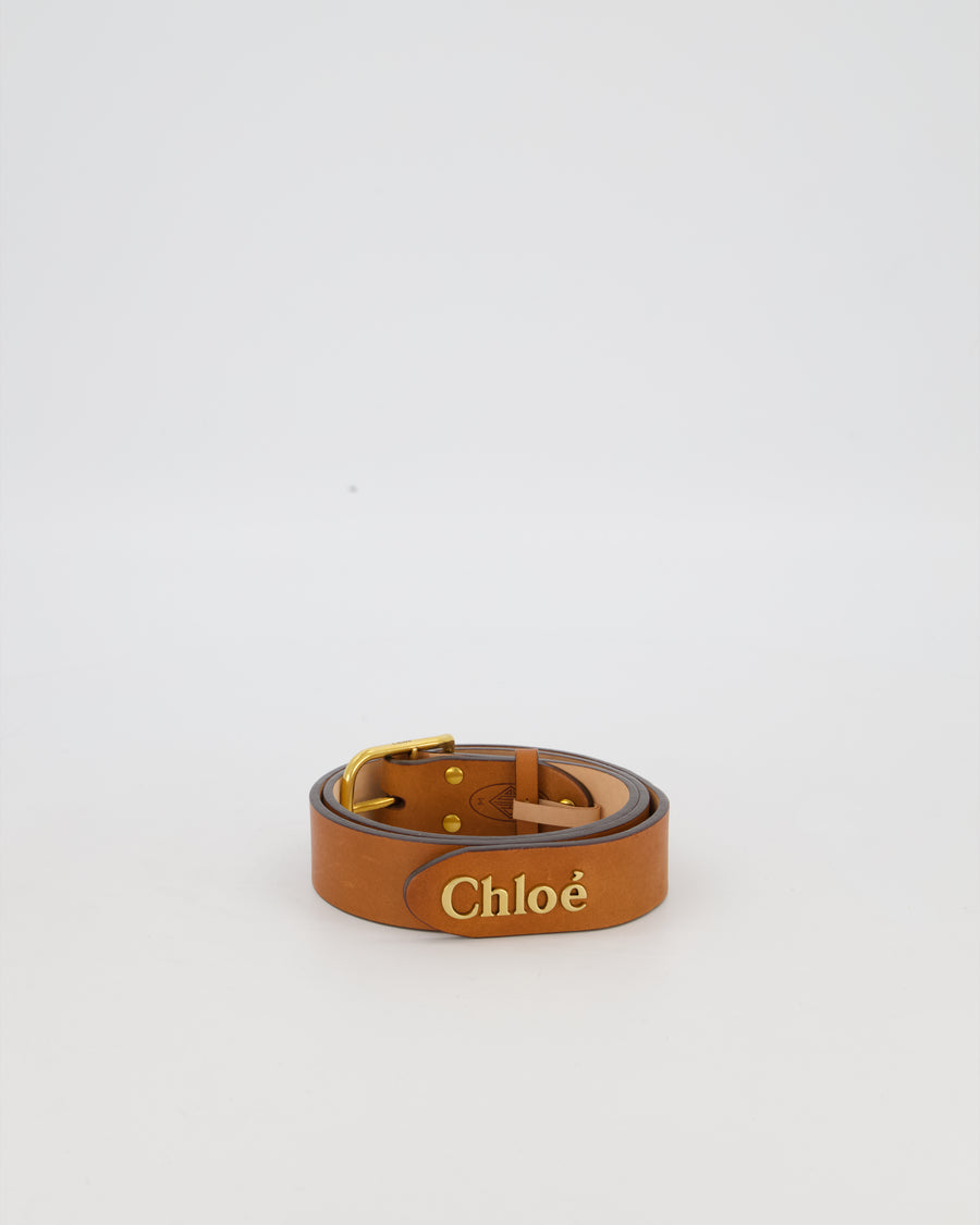 Chloé Brown Logo Leather Belt Size M / 90