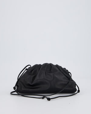 Bottega Veneta Mini Pouch Bag in Black Calfskin Leather with Silver Hardware