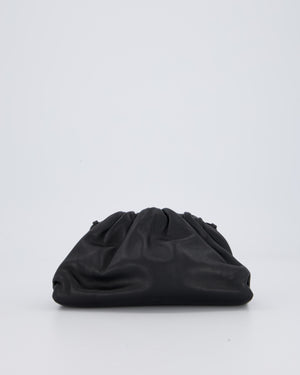 Bottega Veneta Mini Pouch Bag in Black Calfskin Leather with Silver Hardware
