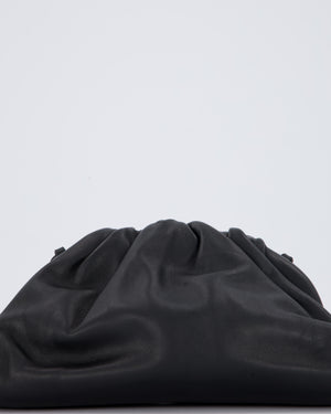 Bottega Veneta Mini Pouch Bag in Black Calfskin Leather with Silver Hardware