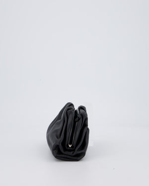Bottega Veneta Mini Pouch Bag in Black Calfskin Leather with Silver Hardware