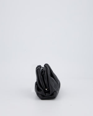 Bottega Veneta Mini Pouch Bag in Black Calfskin Leather with Silver Hardware