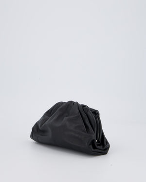 Bottega Veneta Mini Pouch Bag in Black Calfskin Leather with Silver Hardware