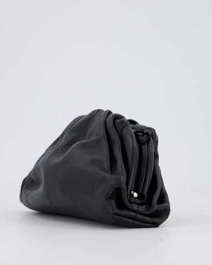Bottega Veneta Mini Pouch Bag in Black Calfskin Leather with Silver Hardware