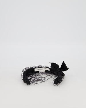 Christian Dior Black Headband with Satin Bow and Face Veil
