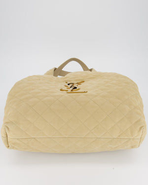 Saint Laurent Beige Icare Maxi Nubuck Tote with Gold Oversized YSL Logo RRP £4,120
