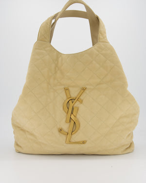 Saint Laurent Beige Icare Maxi Nubuck Tote with Gold Oversized YSL Logo RRP £4,120