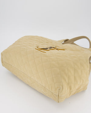 Saint Laurent Beige Icare Maxi Nubuck Tote with Gold Oversized YSL Logo RRP £4,120