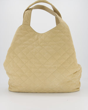 Saint Laurent Beige Icare Maxi Nubuck Tote with Gold Oversized YSL Logo RRP £4,120