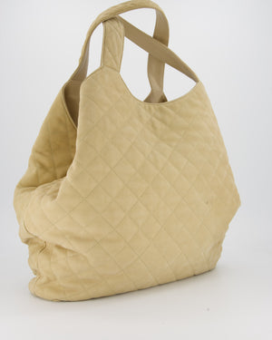 Saint Laurent Beige Icare Maxi Nubuck Tote with Gold Oversized YSL Logo RRP £4,120