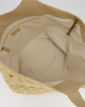 Saint Laurent Beige Icare Maxi Nubuck Tote with Gold Oversized YSL Logo RRP £4,120