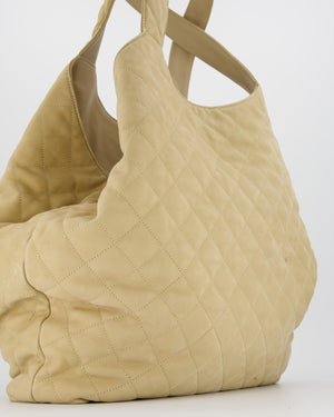Saint Laurent Beige Icare Maxi Nubuck Tote with Gold Oversized YSL Logo RRP £4,120