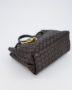 Bottega Veneta Brown Small Andiamo Bag in Intrecciato Lambskin Leather With Gold Brass Hardware RRP £3,650