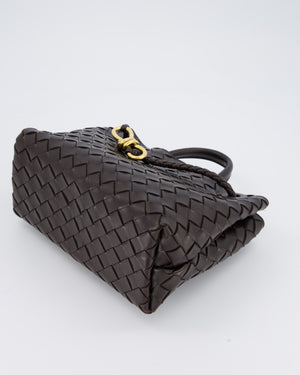 Bottega Veneta Brown Small Andiamo Bag in Intrecciato Lambskin Leather With Gold Brass Hardware RRP £3,650