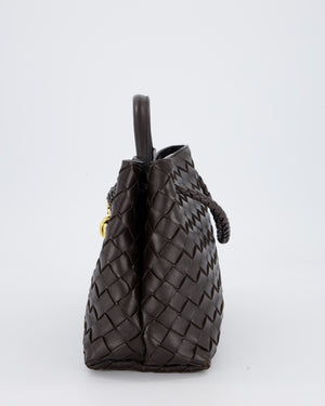 Bottega Veneta Brown Small Andiamo Bag in Intrecciato Lambskin Leather With Gold Brass Hardware RRP £3,650