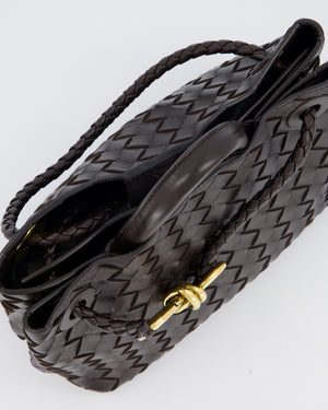 Bottega Veneta Brown Small Andiamo Bag in Intrecciato Lambskin Leather With Gold Brass Hardware RRP £3,650
