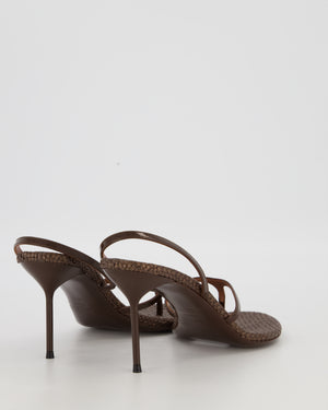 Paris Texas Lidia Brown Patent Leather Heeled Sandals With Raffia Soles Size EU 40