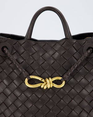 Bottega Veneta Brown Small Andiamo Bag in Intrecciato Lambskin Leather With Gold Brass Hardware RRP £3,650