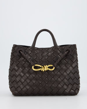 Bottega Veneta Brown Small Andiamo Bag in Intrecciato Lambskin Leather With Gold Brass Hardware RRP £3,650