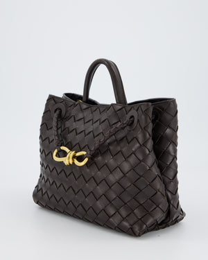 Bottega Veneta Brown Small Andiamo Bag in Intrecciato Lambskin Leather With Gold Brass Hardware RRP £3,650