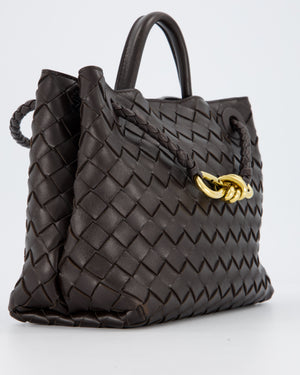 Bottega Veneta Brown Small Andiamo Bag in Intrecciato Lambskin Leather With Gold Brass Hardware RRP £3,650