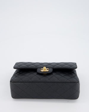Chanel Black Small Classic Double Flap Bag in Caviar Leather with Gold Hardware