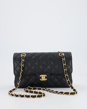 Chanel Black Small Classic Double Flap Bag in Caviar Leather with Gold Hardware
