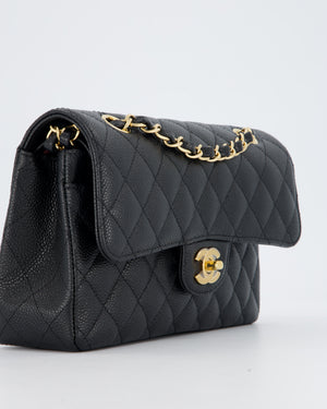 Chanel Black Small Classic Double Flap Bag in Caviar Leather with Gold Hardware