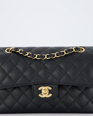 Chanel Black Small Classic Double Flap Bag in Caviar Leather with Gold Hardware