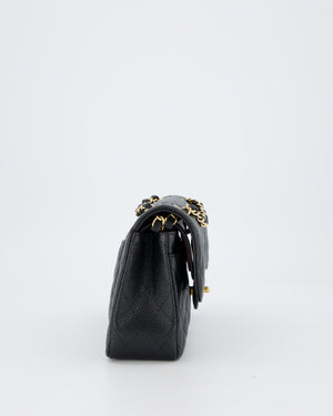 Chanel Black Small Classic Double Flap Bag in Caviar Leather with Gold Hardware