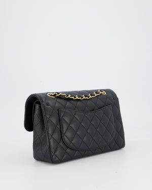 Chanel Black Small Classic Double Flap Bag in Caviar Leather with Gold Hardware