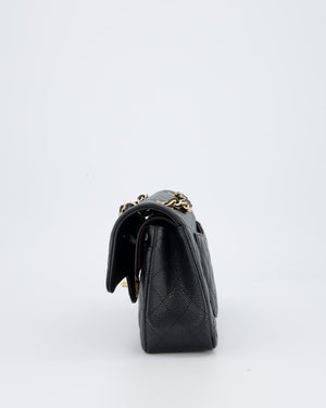 Chanel Black Small Classic Double Flap Bag in Caviar Leather with Gold Hardware