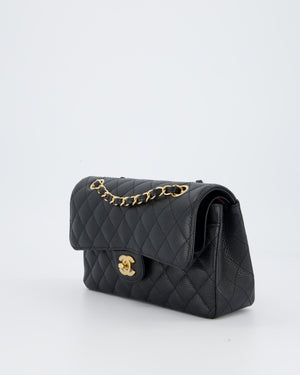 Chanel Black Small Classic Double Flap Bag in Caviar Leather with Gold Hardware