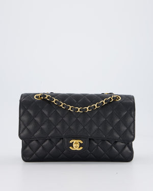 Chanel Black Classic Medium Double Flap Bag in Caviar Leather with Gold Hardware