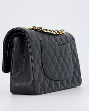 Chanel Black Classic Medium Double Flap Bag in Caviar Leather with Gold Hardware