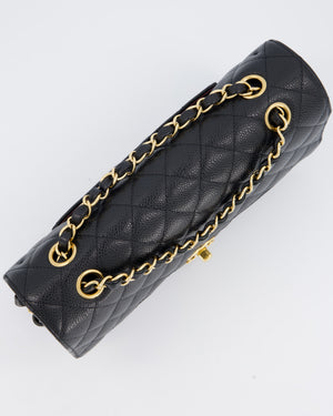 Chanel Black Classic Medium Double Flap Bag in Caviar Leather with Gold Hardware