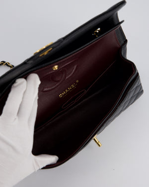Chanel Black Classic Medium Double Flap Bag in Caviar Leather with Gold Hardware