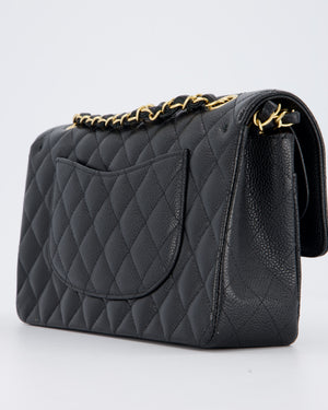 Chanel Black Classic Medium Double Flap Bag in Caviar Leather with Gold Hardware