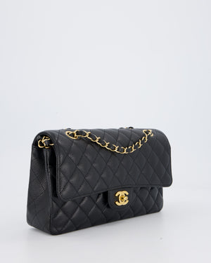 Chanel Black Classic Medium Double Flap Bag in Caviar Leather with Gold Hardware