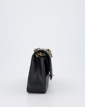 Chanel Black Classic Medium Double Flap Bag in Caviar Leather with Gold Hardware
