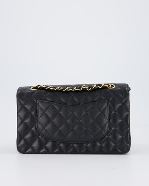 Chanel Black Classic Medium Double Flap Bag in Caviar Leather with Gold Hardware