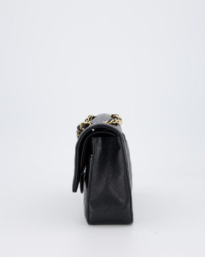 Chanel Black Classic Medium Double Flap Bag in Caviar Leather with Gold Hardware