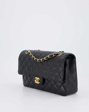 Chanel Black Classic Medium Double Flap Bag in Caviar Leather with Gold Hardware