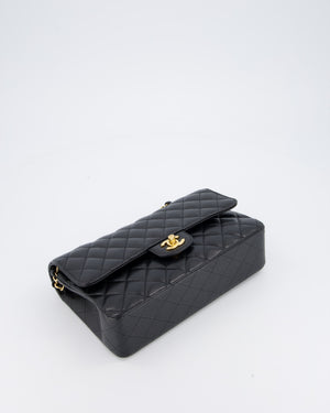 Chanel Black Classic Medium Double Flap Bag in Caviar Leather with Gold Hardware