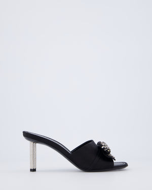 Louis Vuitton Black Satin Open Toe Silver Embellished Mules Size EU 37.5