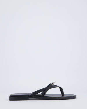 Hermès Black Miss Sandal in Noir Calfskin Leather with Palladium Hardware Size EU 37